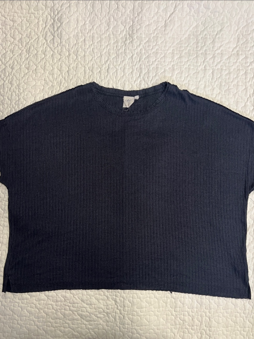 White Crow Black Ribbed Short-Sleeve Tee / BUCKLE WHITE CROW XL